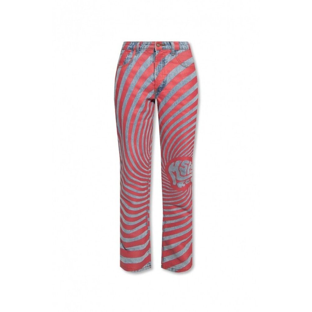MSFTSrep Jaden Smith Straight Leg Logo Print Jeans Blue Pink Swirl Size 28 - Picture 2 of 13